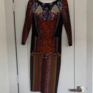 Etro Black and Brown Long Sleeve Dress